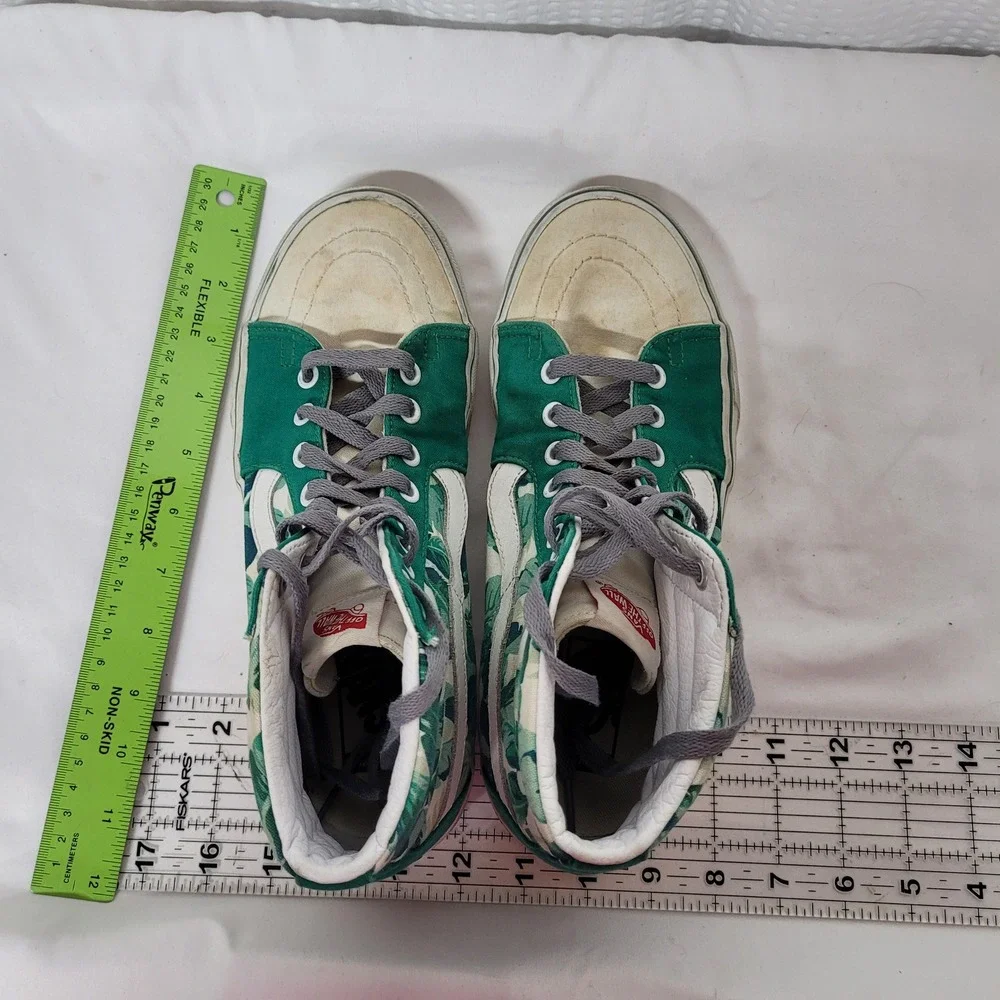 Vans Sk8-Hi High Top Tropical Palm Leaf Green Sneakers Mens 8 Womens 9.5